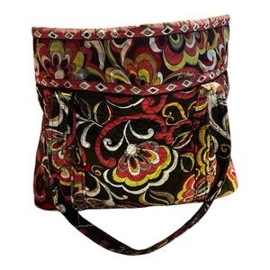 Vera Bradley Large Tote Bag Puccini Pattern Quilted Floral Retired BoHo Brown